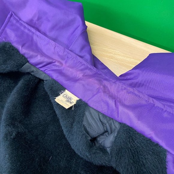 LSU Tigers Purple Snap-up Chalk Line Nylon Jacket w/ fleece lining Size S USA - Picture 10 of 16